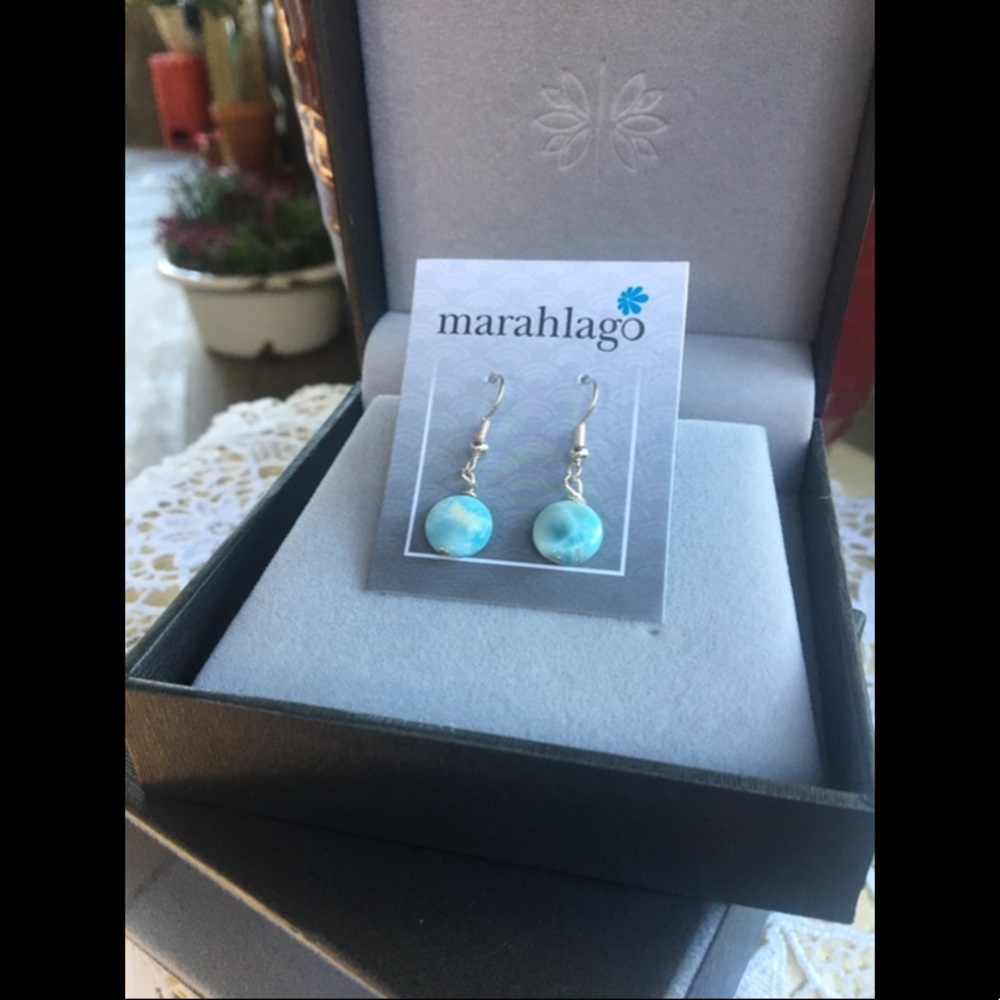NEW on Card RARE Marahlago
Dangling Blue Larimar Gemstone Earrings